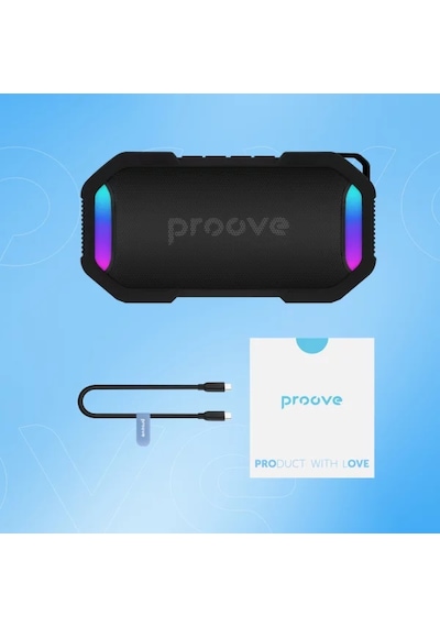 Proove Black Rock 10w Taşınabilir Bluetooth Hoparlör Tws & Rgb Işıklı Ipx7 Su Geçirmez Manyetik Mıknatıslı