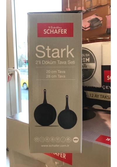 Schafer Stark 2 Parça Granit Döküm Tava Seti Yanmaz Yapışmaz - Gri
