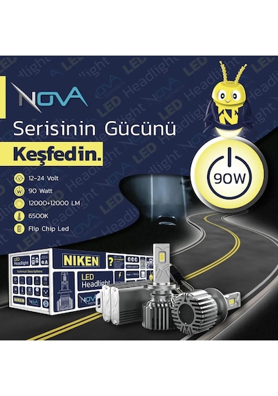 Niken H9 Led Xenon Far Ampulü Seti Niken Nova 12000lm