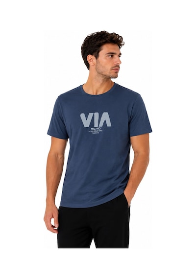 Tommy Life Erkek Mavi Bisiklet Yaka Tshirt 88498