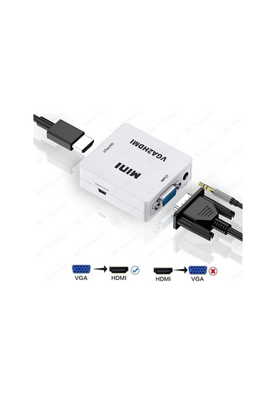 Mini VGA to HDMI Çevirici Dönüştürücü Adaptör Ses Destekli