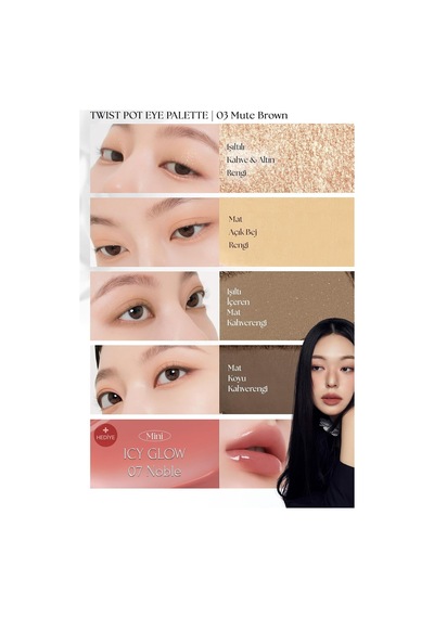 4'lü Far Paleti Mini Boy Icy Glow Set Twist Pot Eye Palette 03 Mute Brown Diğer