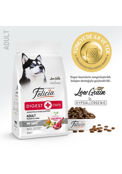 Felicia Düşük Tahıllı Kuzu Etli Yetişkin Köpek Maması 3 KG
