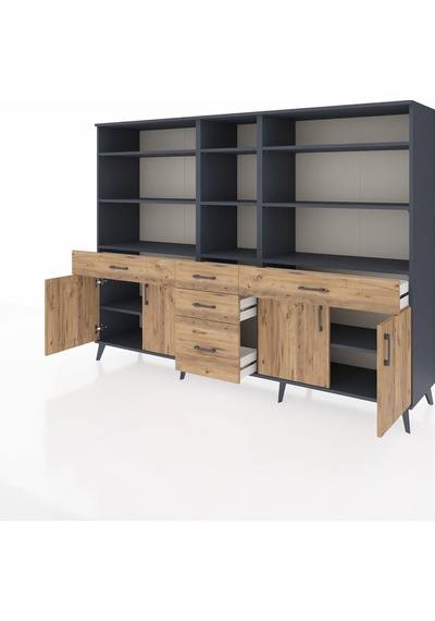 Hyperion Dolap 11 Raflı 5 Çekmeceli 4 Kapaklı 220x44x163 Antrasit Antrasit-çam Hyperion Dolap 11 Raflı 5 Çekmeceli 4 Kapaklı 220x44x163 Antrasit Antrasit-çam