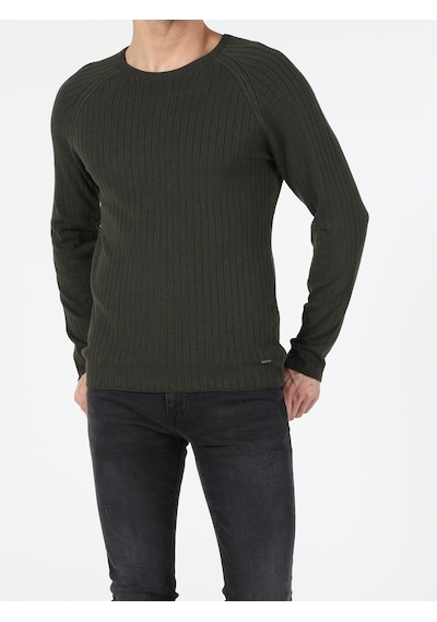 Colin's Slim Fit Bisiklet Yaka Erkek Haki Kazak CL1047125_Q1.V1_KHA