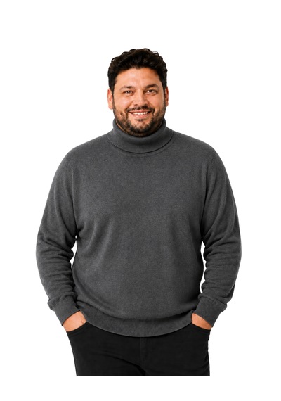 Battalmoda Erkek Büyük Beden Füme Tam Balıkçı Pamuklu Kazak 3xl-4xl-5xl-6xl