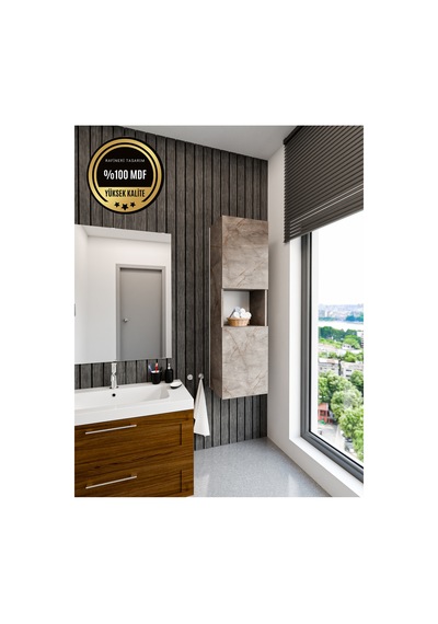 Lisa Banyo Dolabı Duvara Monte Raflı Mdf Gri