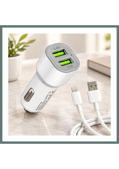 Ventra Araç Çakmaklık Çift Usb Hızlı Şarj Başlığı Ve Lightning Kablosu Ventra Standart