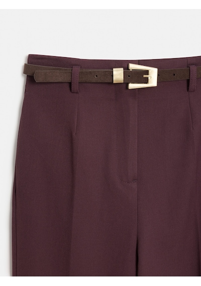 Dilvin 72242 Kemerli Yüksek Bel Pantolon-bordo Bordo