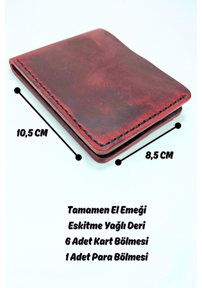 Parscraft El Yapımı Hakiki Deri Premium Cüzdan Kırmızı Geniş Model Kırmızı
