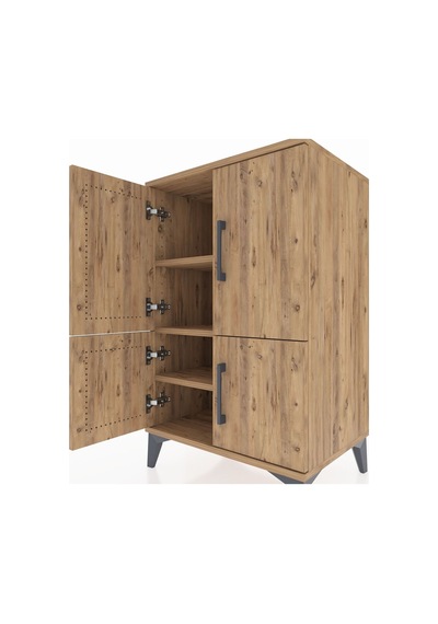 Hyperion Komodin 3 Raflı 4 Kapaklı 60x44x96 Çam-çam Çam