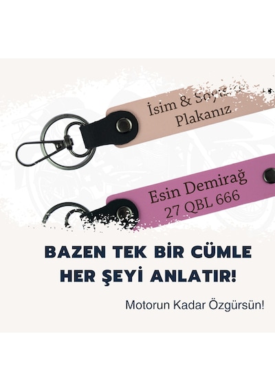 Scooter Severlere Özel İsim Ve Plaka Yazılı 2'li Deri Anahtarlık Arkadaş Hediyesi, Pembe-turkuaz-sk Çok Renkli