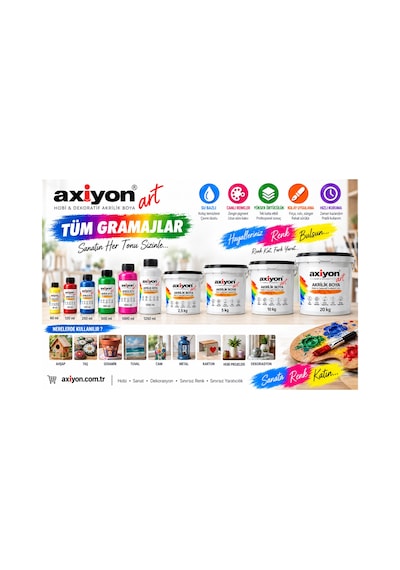 Axiyon Art Akrilik Boya 75 Ml Siyah 2'li Paket Su Bazlı Hobi Ve Dekoratif Boya