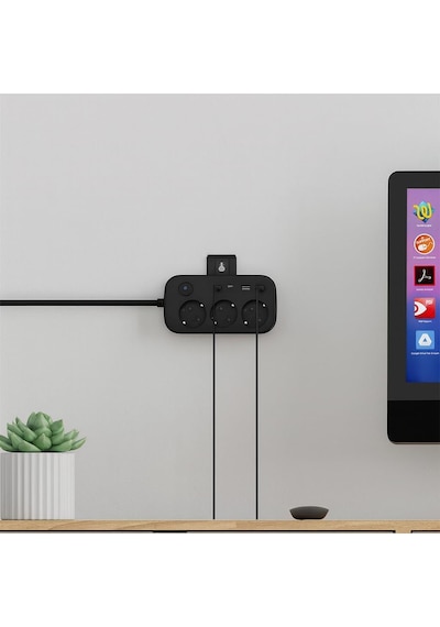 3 Lü Akım Korumalı Çoklu Priz 2 Usb-a 2 Usb-c 2 Metre Kablolu Duvara Monte Anahtarlı Siyah 1 - 3 M