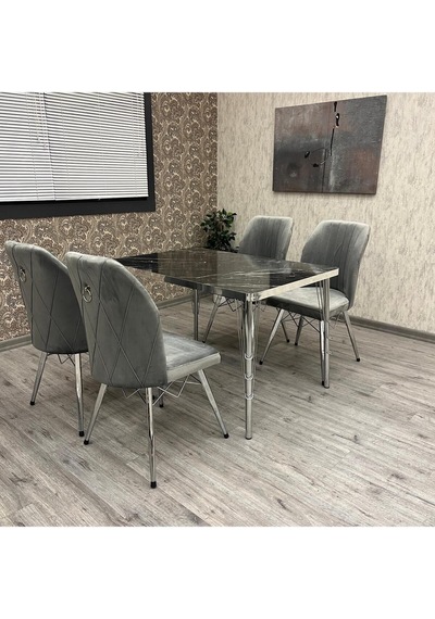 Mutfak Masa Sandalye Takımı Rodonit 80-120 Ck Gümüş 4 Kişilik Mutfak Masası Takımı Gümüş Mutfak Masa Sandalye Takımı Rodonit 80-120 Ck Gümüş 4 Kişilik Mutfak Masası Takımı Gümüş