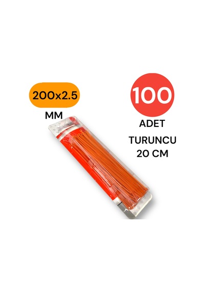 Tek-iş Plastik Kablo Bağı Klipsi Cırt Kelepçe 200 Mm X 2.5 Mm Turuncu 100 Adet