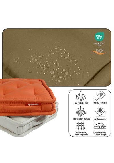 Xpermate Bisküvi Minder Petek Önü Fransız 55x55x14 Kahverengi