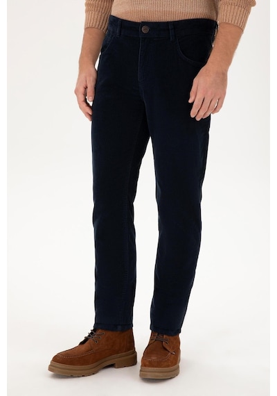 U.S. Polo Assn. Erkek İnce Fitilli Slim Fit Kadife Pantolon Lacivert
