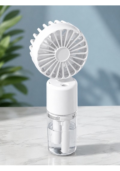 Mini Fan Şarjlı El Fanı Beyaz Boyuna Asmalı Usb Type-c Şarjlı 4 Kademeli Taşınabilir Vantilatör Serinletici Fan
