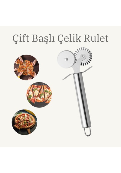 Hamur, Pizza, Börek Kesme Bıçağı Çift Başlıklı Hamur Ruleti Hamur Şekillendirme