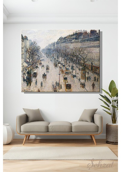 Yatay Kanvas Duvar Tablosu Salon Yatak Odası Camille Pissarro Montmartre Bulvarı Kış Sabahı