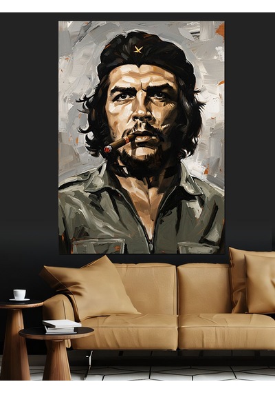 Savaşçı Che Guevara Portre Dekoratif Kanvas - Mdf Ahşap Tablo