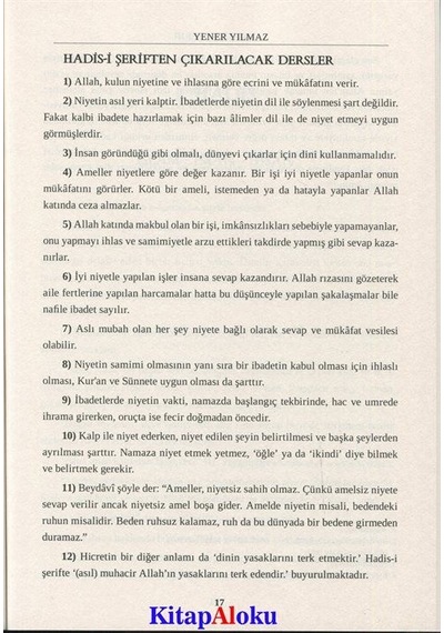 İmam Nevevi 40 Hadis Şerhi - Yener Yılmaz - Nebevi Hayat Yayınları
