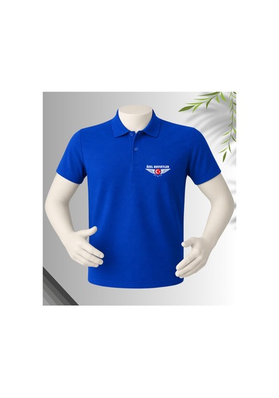 Dafri Özel Kuvvetler Baskılı Polo Yaka %100 Pamuklu T-shirt Mavi