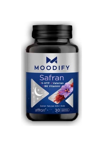 Moodıfy Safran Kapsül, Safran, Magnezyum, Valerian, B6 Vitamini İçeren Takviye Edici Gıda 30 Kapsül