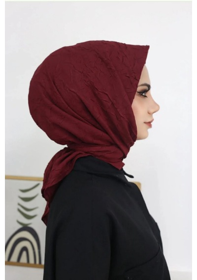 Melodi Scarf Kadın Tesettür Pratik Bambu Kraş Eşarp Bordo Bordo