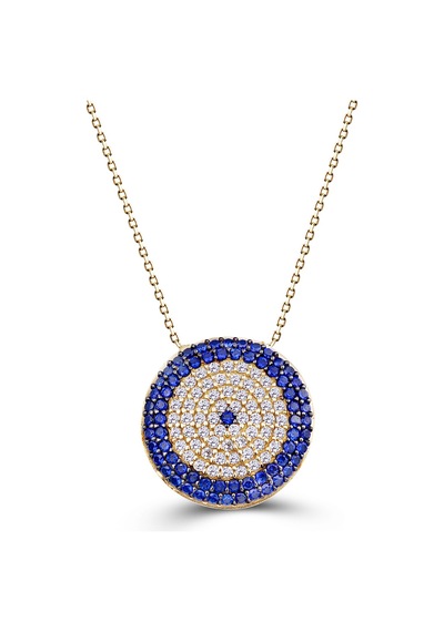 Kuyumcudukkani Yuvarlak Şekilli Pave Mıhlamalı Nazar Kolye-20008-g-m Gold