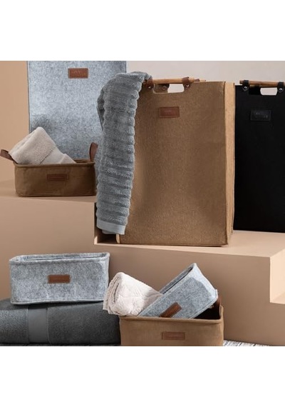 Dodie Keçe Çamaşır Sepeti Koyu Bej 29.5x37.5x52.5 Çok Renkli