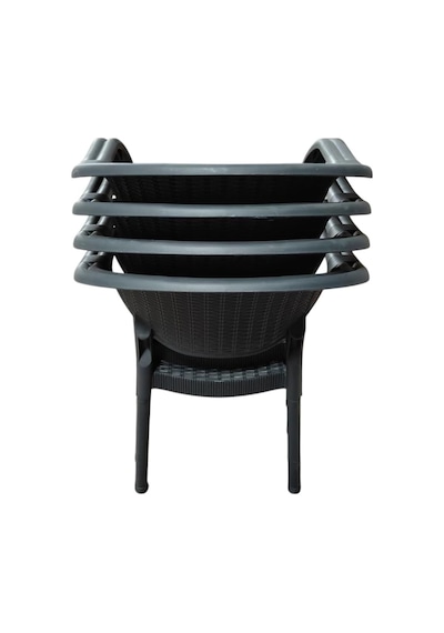 4 Adet Bambu Plastik Rattan Bahçe Balkon Teras Sandalyesi Gizli Metal Profil Ayaklı Kollu Sandalye Bahçe Koltuk Antr Diğer