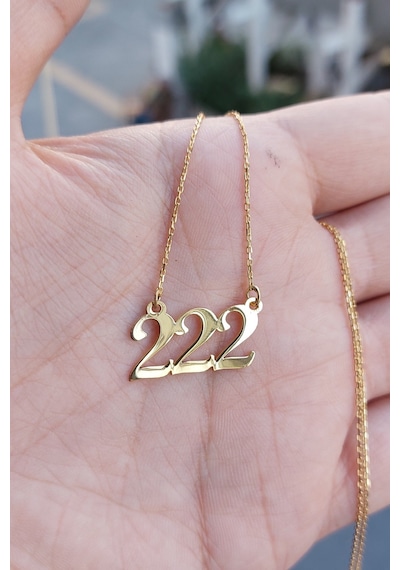 925 Ayar Gümüş 24 Ayar Altın Kaplama Sayı Kolye Gold
