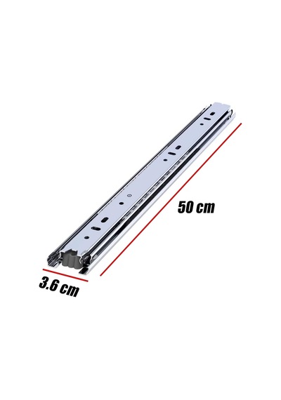 Lexroo Bilyalı Dolap Çekmece Rayı Metal En 3.6 Cm Uzunluk 50 Cm