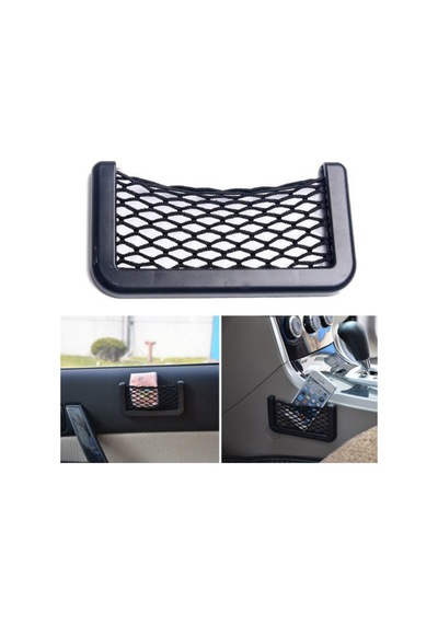 Plastik Kenarlı Yapıştırmalı Araç Içi Pratik Fileli Ceplik 20*8 Cm (01) (Sts Oto Aksesuar)
