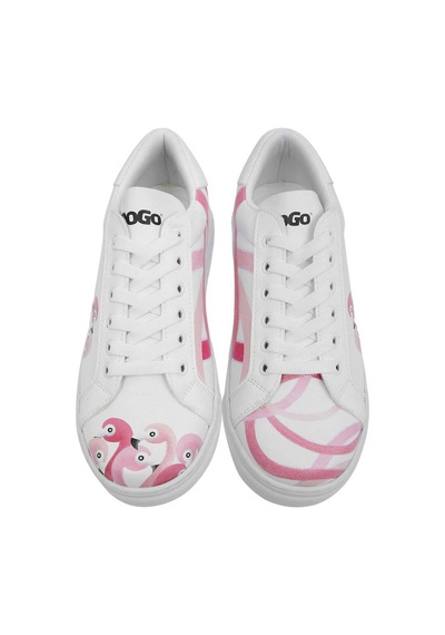 Kadın Vegan Deri Beyaz Sneakers - Pink Paradise Tasarım Çok Renkli