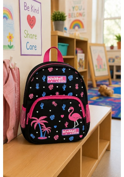 Flamingo Anaokulu Sırt Çantası 30x25x12 Cm Çocuklar İçin Okul Öncesi Kreş Ve Günlük Çanta Modeli Çok Renkli