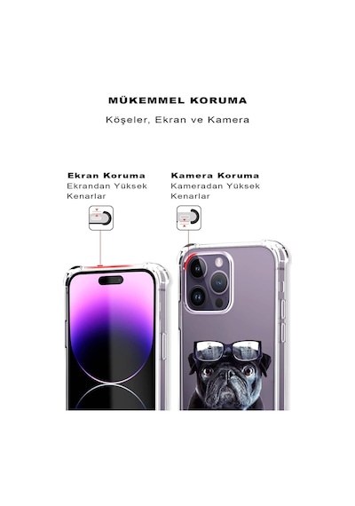 Samsung Galaxy M21 Uyumlu Köpek 3 Baskılı Şeffaf Köşe Korumalı Antişok Kılıf