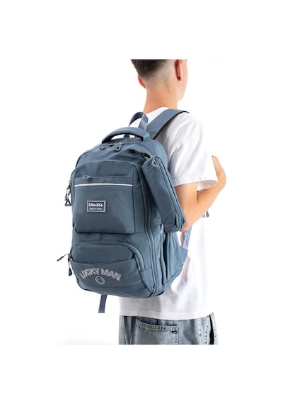 Ventis Unisex Set Okul Çantası Kalemlikli 2'li Lise Ortaokul Sırt Çantası 43 30 Cm Çok Cepli Vnt7-g Mavi