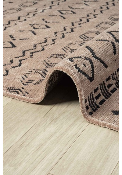 Gaia Bej Halı Yıkanabilir Kaymaz Taban Şönil Kilim Dokuma Pamuk Taban Kilim 10351 Bej