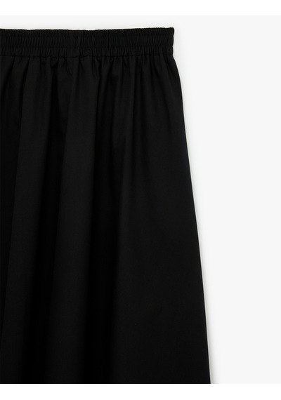Koton Pamuklu Beli Lastikli Çan Kesim Cepli Maxi Poplin Etek Siyah 6sak70233pw