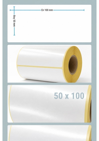 50x100mm Kuşe Etiket 1 Rulo 500 Sarım Ribonsuz Kargo, Lojistik, Depo Yapışkanlı