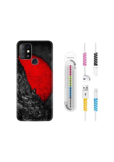Infinix Hot 10 Kılıf Kablo Koruyuculu Kırmızı Gezegen 1713