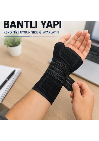 Metal Destekli El Bilek Ateli Ayarlanabilir Bantlı Bileklik Başparmak Açık