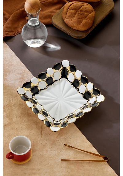 Cooker 30 Cm Porselen Kare Sunumluk Dekoratif Kase Ckr3836 Beyaz