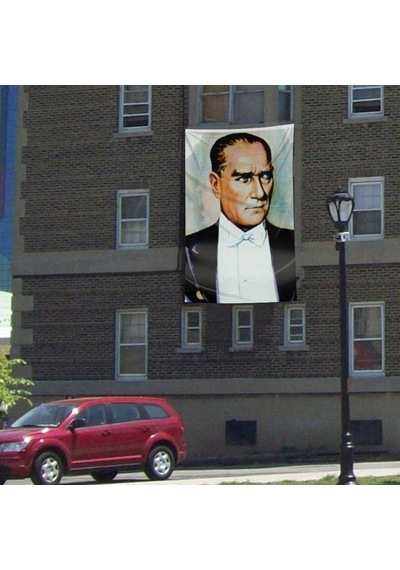 Gazi Mustafa Kemal Atatürk Portre Poster Dış Cephe Bayrağı -300x450cm - 3x4,5 Metre 1