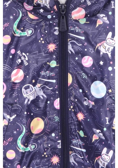 Breeze Kız Çocuk Yağmurluk Astronot Hayvanlar Temalı Mor (1-6 Yaş)