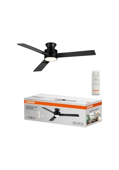 Osram Kumandalı Siyah 18w 3 Kanatlı Tavan Vantilatörü Güçlü Işık Yönü Ve Modern Açık