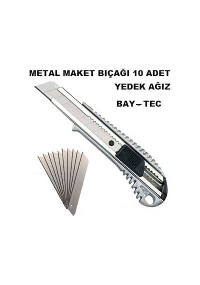 Metal Maket Bıcağı + 10 Adet Maket Bıçağı Ağzı